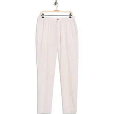 14th & Union Elastic Waist Linen Blend Trim Fit Pants In Neutral