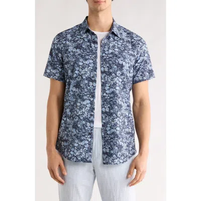 14th & Union Field Floral Print Short Sleeve Shirt In Blue