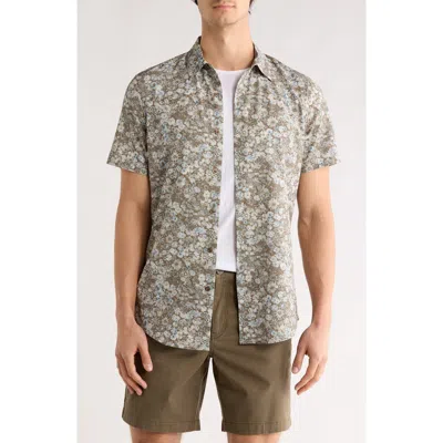 14th & Union Field Floral Print Short Sleeve Shirt In Gray