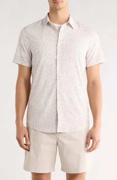 14th & Union Field Leaf Print Short Sleeve Shirt In Neutral