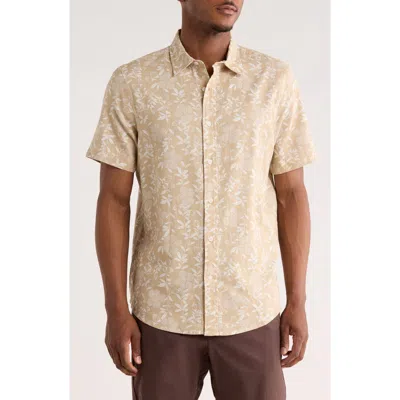 14th & Union Floral Print Short Sleeve Linen Button-up Shirt In Multi