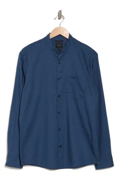 14th & Union Linen & Cotton Button-up Shirt In Navy Denim