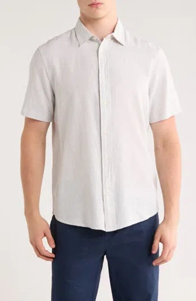 14th & Union Linen & Cotton Short Sleeve Button-up Shirt In White