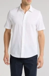 14th & Union Linen & Cotton Short Sleeve Button-up Shirt In White