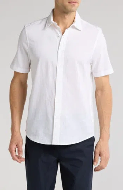 14th & Union Linen & Cotton Short Sleeve Button-up Shirt In White