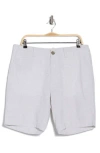 14th & Union Linen Blend Trim Fit Shorts In Grey- White Eoe