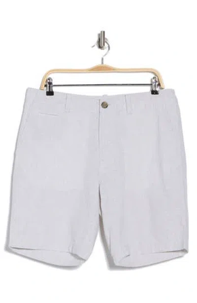 14th & Union Linen Blend Trim Fit Shorts In Grey- White Eoe