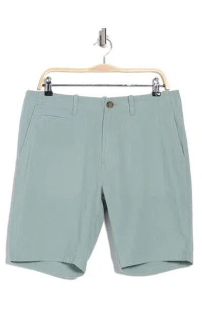 14th & Union Linen Blend Trim Fit Shorts In Grey Blue