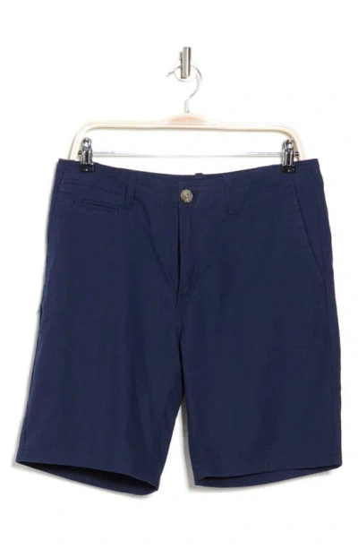 14th & Union Linen Blend Trim Fit Shorts In Blue