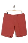14th & Union Linen Blend Trim Fit Shorts In Rust Marsala