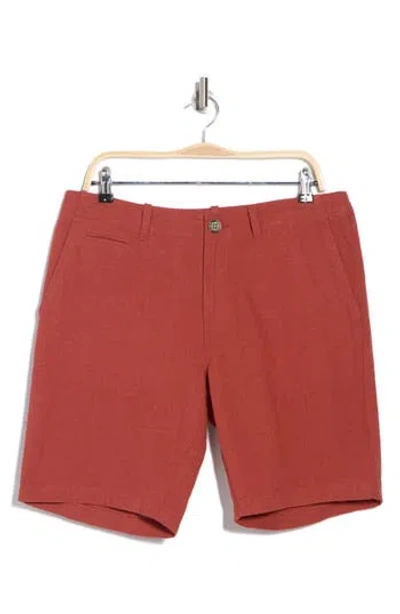 14th & Union Linen Blend Trim Fit Shorts In Rust Marsala