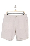 14th & Union Linen Blend Trim Fit Shorts In Tan Burrow- White Eoe