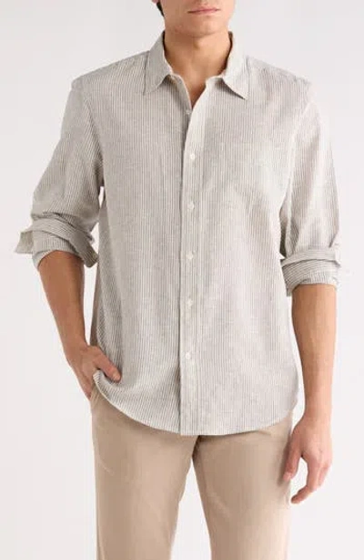 14th & Union Linen Stripe Long Sleeve Shirt In Gray