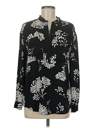Pre-owned 14th & Union Long Sleeve Blouse In Black