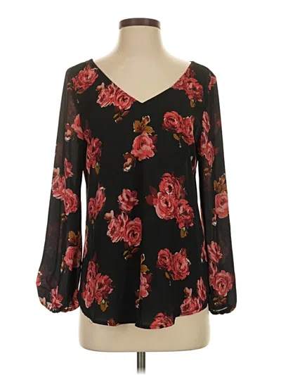 Pre-owned 14th & Union Long Sleeve Blouse In Black