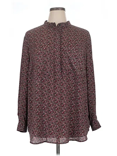 Pre-owned 14th & Union Long Sleeve Blouse In Burgundy