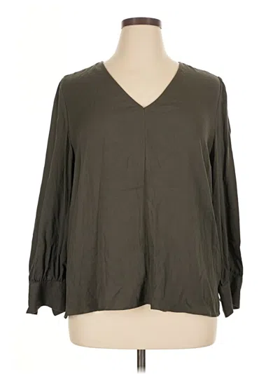 Pre-owned 14th & Union Long Sleeve Blouse In Gray