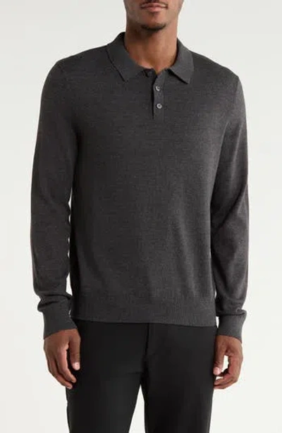 14th & Union Long Sleeve Polo Sweater In Gray