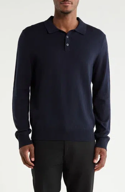 14th & Union Long Sleeve Polo Sweater In Blue