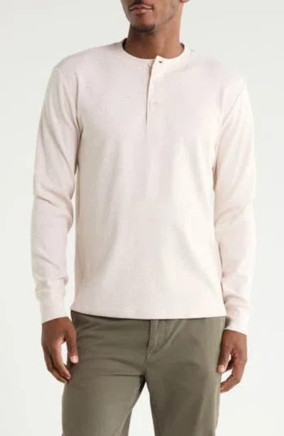 14th & Union Long Sleeve Textured Henley In Neutral
