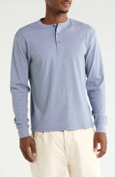 14th & Union Long Sleeve Textured Henley In Blue Vintage