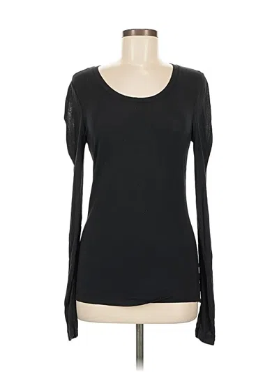 Pre-owned 14th & Union Long Sleeve Top Black Scoop Neck Tops