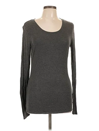 Pre-owned 14th & Union Long Sleeve Top Gray Scoop Neck Tops
