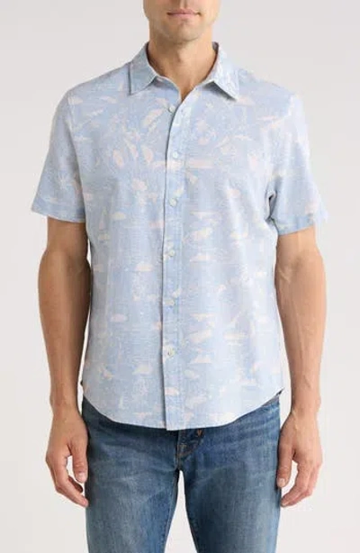 14th & Union Marina Short Sleeve Button-up Shirt In Blue