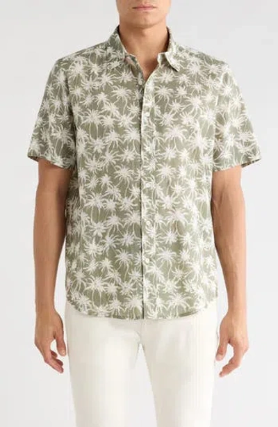 14th & Union Palms Linen & Cotton Button-up Shirt In Green
