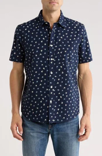 14th & Union Print Short Sleeve Cotton Seersucker Button-up Shirt In Multi