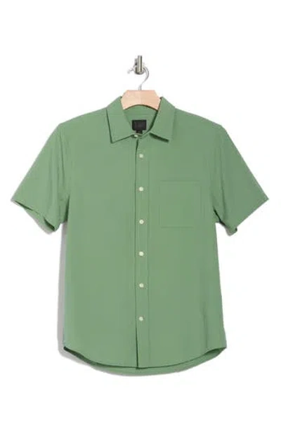 14th & Union Seersucker Short Sleeve Cotton Button-up Shirt In Green Shale