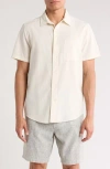 14th & Union Seersucker Short Sleeve Cotton Button-up Shirt In Ivory Eggnog