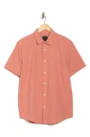 14th & Union Seersucker Short Sleeve Cotton Button-up Shirt In Pink Desert