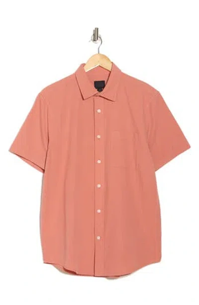 14th & Union Seersucker Short Sleeve Cotton Button-up Shirt In Pink Desert