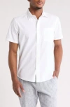 14th & Union Seersucker Short Sleeve Cotton Button-up Shirt In White