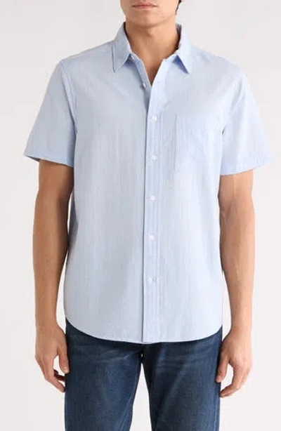 14th & Union Seersucker Short Sleeve Cotton Button-up Shirt In Blue