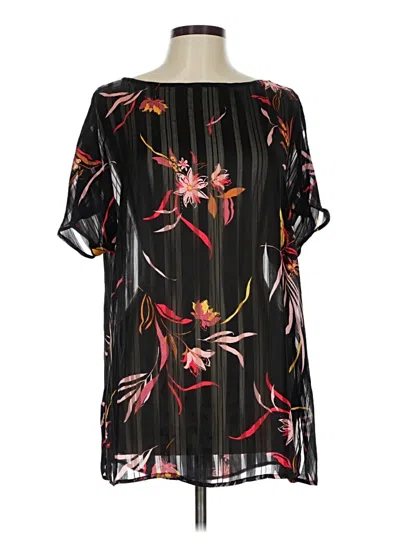 Pre-owned 14th & Union Short Sleeve Blouse In Black