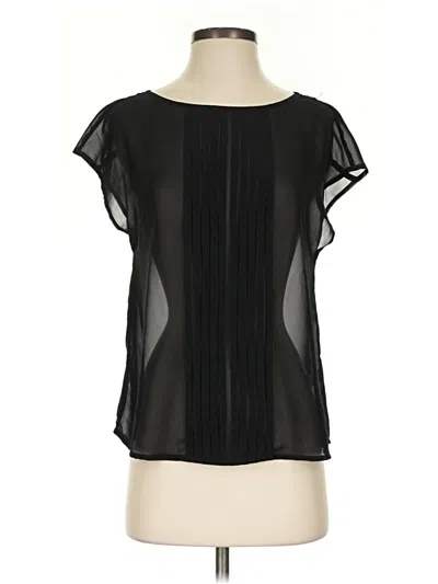 Pre-owned 14th & Union Short Sleeve Blouse In Black