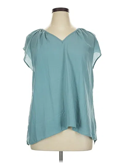 Pre-owned 14th & Union Short Sleeve Blouse In Blue