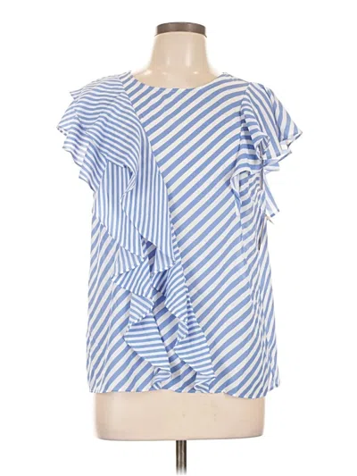 Pre-owned 14th & Union Short Sleeve Blouse In Blue
