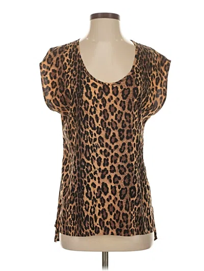 Pre-owned 14th & Union Short Sleeve Blouse In Brown