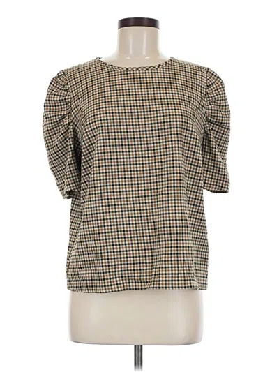 Pre-owned 14th & Union Short Sleeve Blouse In Brown