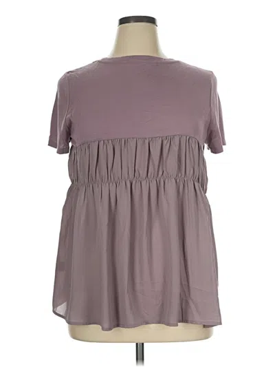 Pre-owned 14th & Union Short Sleeve Blouse In Gray