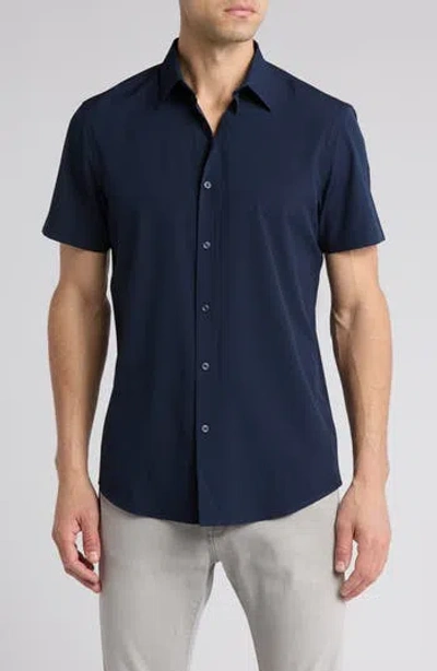 14th & Union Short Sleeve Button-up Shirt In Navy Blazer