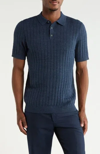14th & Union Short Sleeve Grid Sweater Knit Polo In Multi