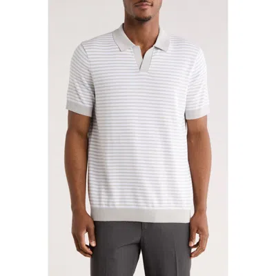 14th & Union Short Sleeve Johnny Collar Knit Top In White