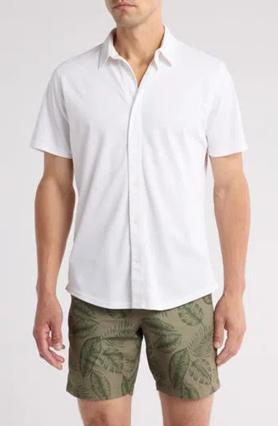14th & Union Short Sleeve Knit Button-up Shirt In White