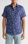 14th & Union Short Sleeve Linen & Cotton Button-up Shirt
