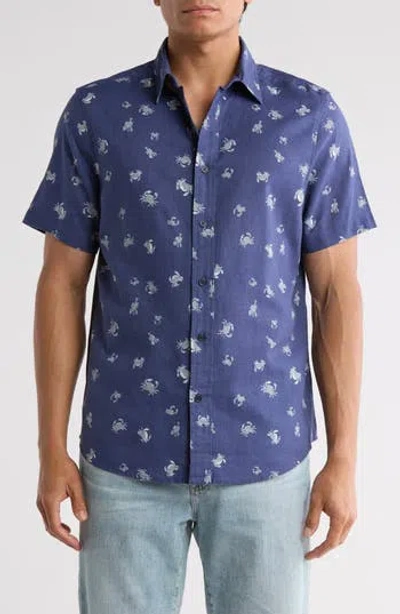 14th & Union Short Sleeve Linen & Cotton Button-up Shirt