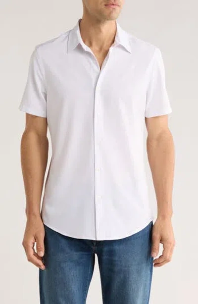 14th & Union Short Sleeve Performance Woven Button-up Shirt In White